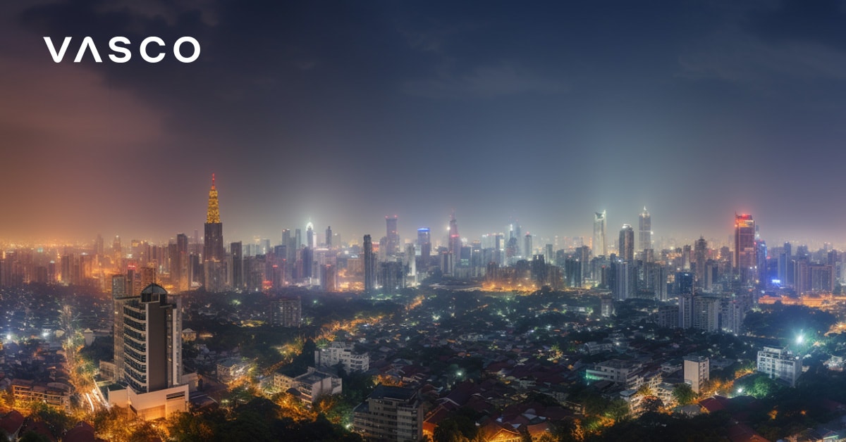 Bangkok night view in the business district.