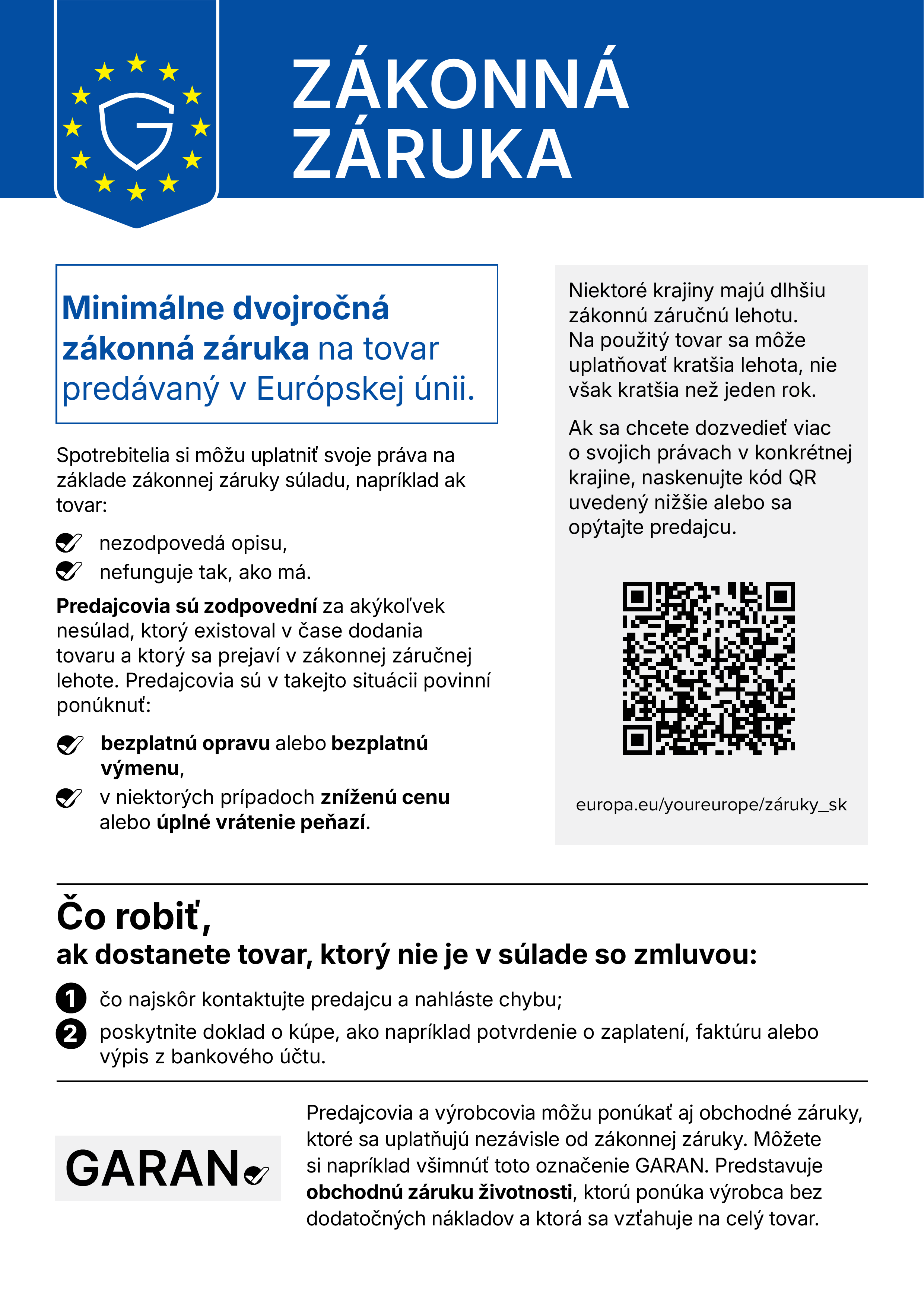 Vaše zákonné záručné práva